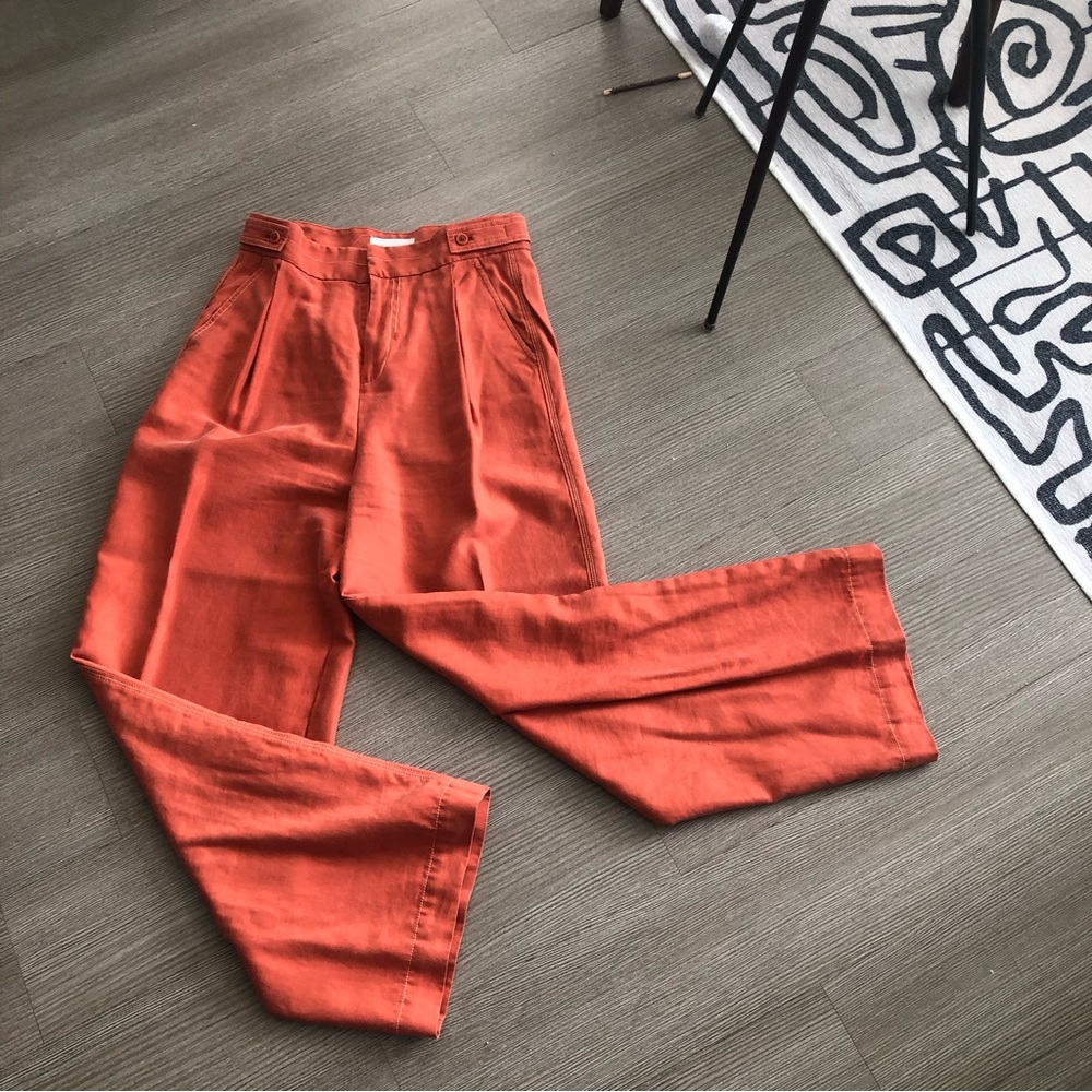 Wide leg orange trousers